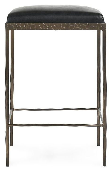 Bose Onyx Black Leather Upholstered Counter Height Stool