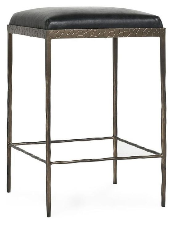 Bose Onyx Black Leather Upholstered Counter Height Stool