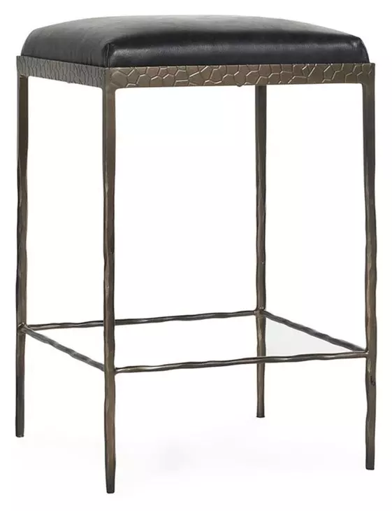 Bose Onyx Black Leather Upholstered Counter Height Stool