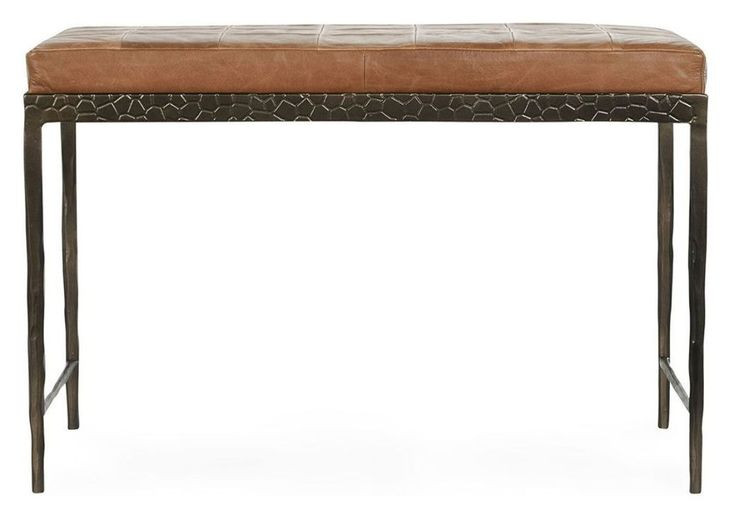 Malo Sedona Brown Leather Upholstered 28" Accent Bench