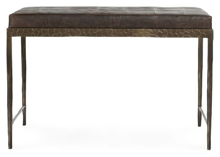 Malo Cocoa Brown Leather Upholstered 28" Accent Bench