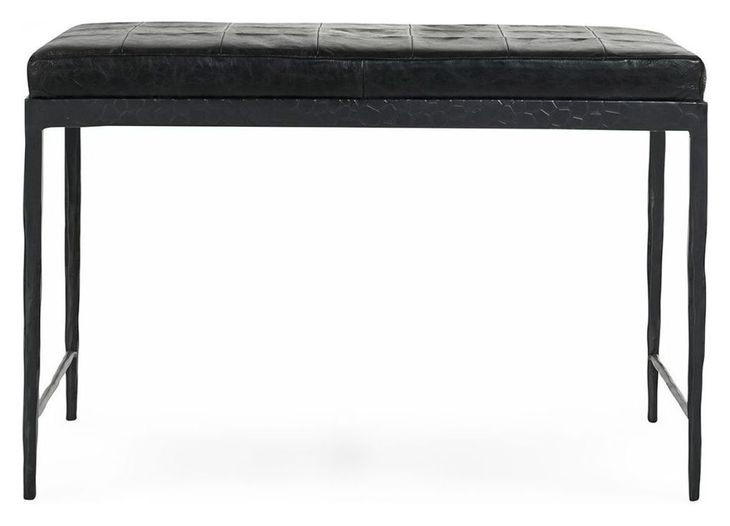 Malo Onyx Black Leather Upholstered 28" Accent Bench