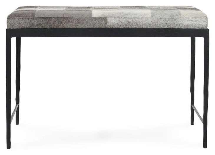 Achen Sparrow Gray Leather Upholstered 28" Accent Bench