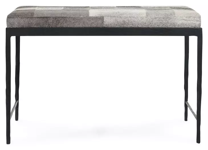 Achen Sparrow Gray Leather Upholstered 28" Accent Bench