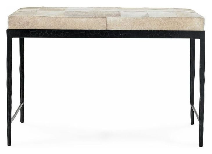Achen Dusty Cream Leather Upholstered 28" Accent Bench