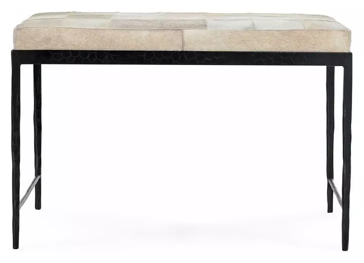 Achen Dusty Cream Leather Upholstered 28" Accent Bench