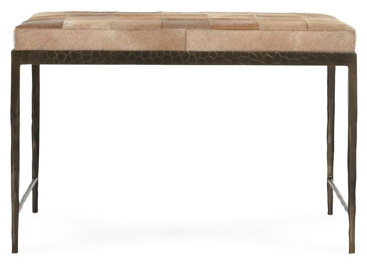 Achen Canyon Sand Leather Upholstered 28" Accent Bench