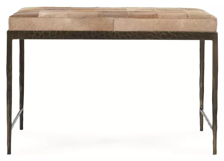 Achen Canyon Sand Leather Upholstered 28" Accent Bench