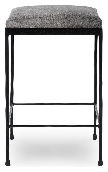 Bose Sparrow Gray Leather Upholstered Counter Height Stool