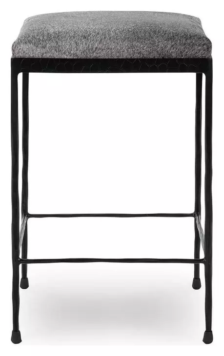 Bose Sparrow Gray Leather Upholstered Counter Height Stool