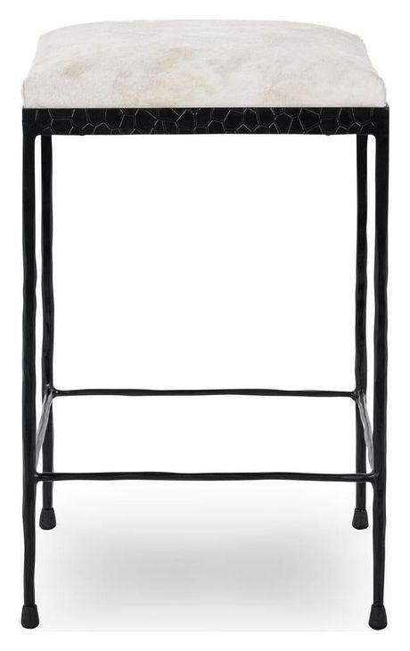 Bose Dusty Cream Leather Upholstered Counter Height Stool