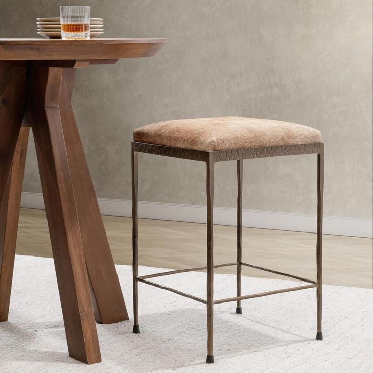 Bose Canyon Sand Leather Upholstered Counter Height Stool