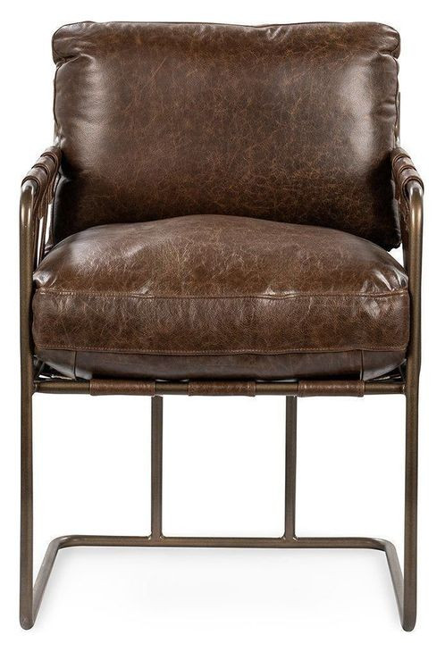 Strapling Cocoa Brown Leather Upholstered Dining Chair