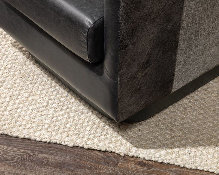 Lathe Rustic Shadow Leather Upholstered Swivel Accent Chair