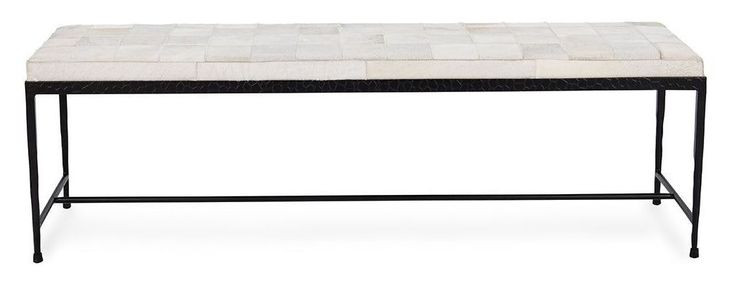 Achen Dusty Cream Leather Upholstered 60" Accent Bench