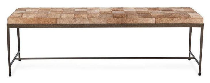 Achen Canyon Sand Leather Upholstered 60" Accent Bench