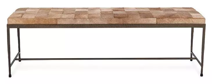 Achen Canyon Sand Leather Upholstered 60" Accent Bench