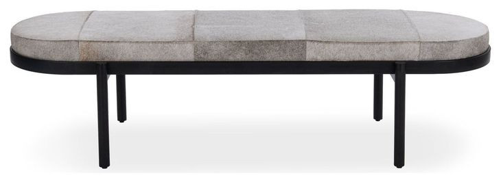 Evelyn Sparrow Gray Leather Upholstered 70" Accent Bench