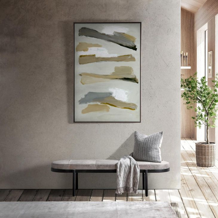 Evelyn Sparrow Gray Leather Upholstered 70" Accent Bench