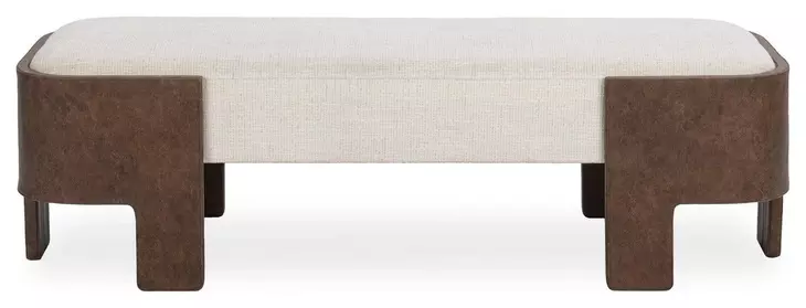 Janya Oat Cream Upholstered 60" Accent Bench