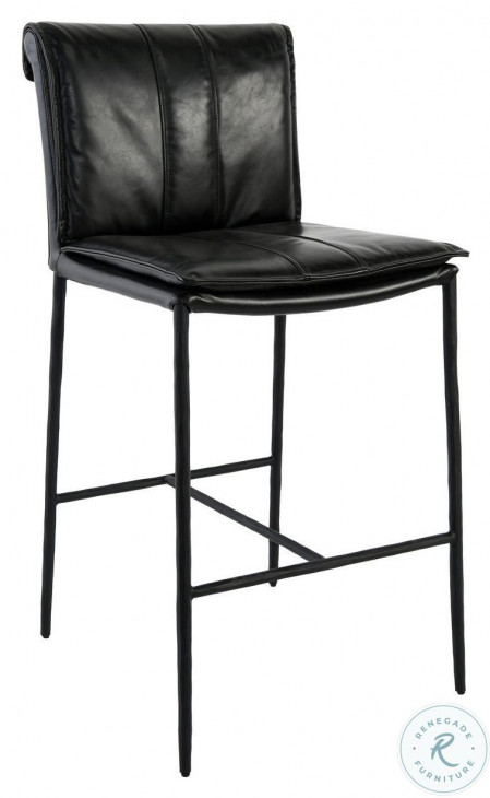 Mayer Black Leather 26" Counter Height Stool