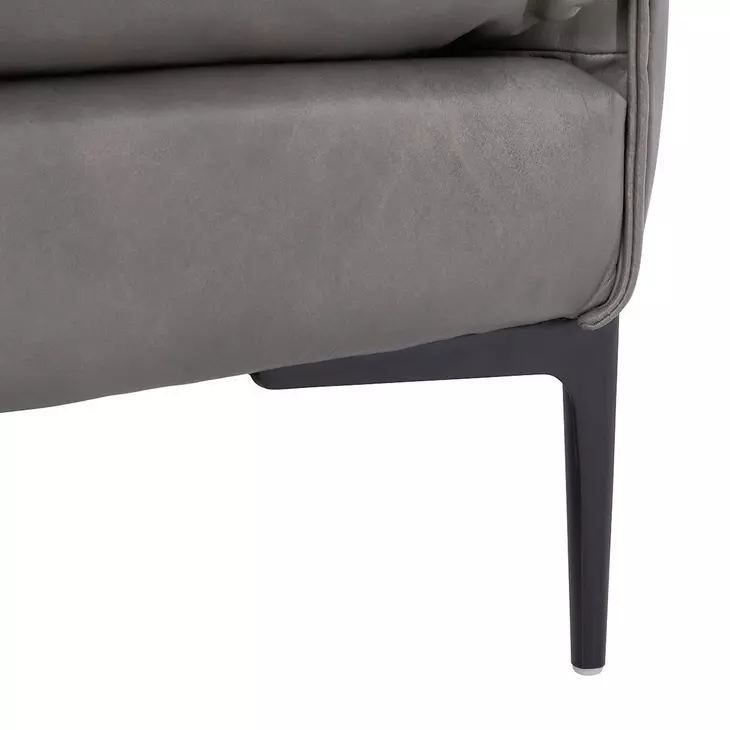 Abigail Pewter Gray Leather 84" Sofa