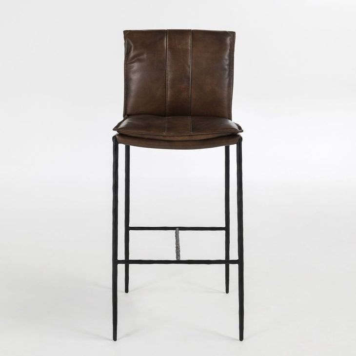 Mayer Truffle Brown Leather Upholstered Bar Stool