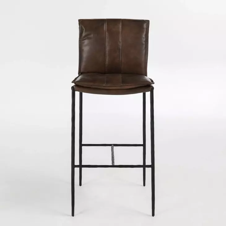 Mayer Truffle Brown Leather Upholstered Bar Stool
