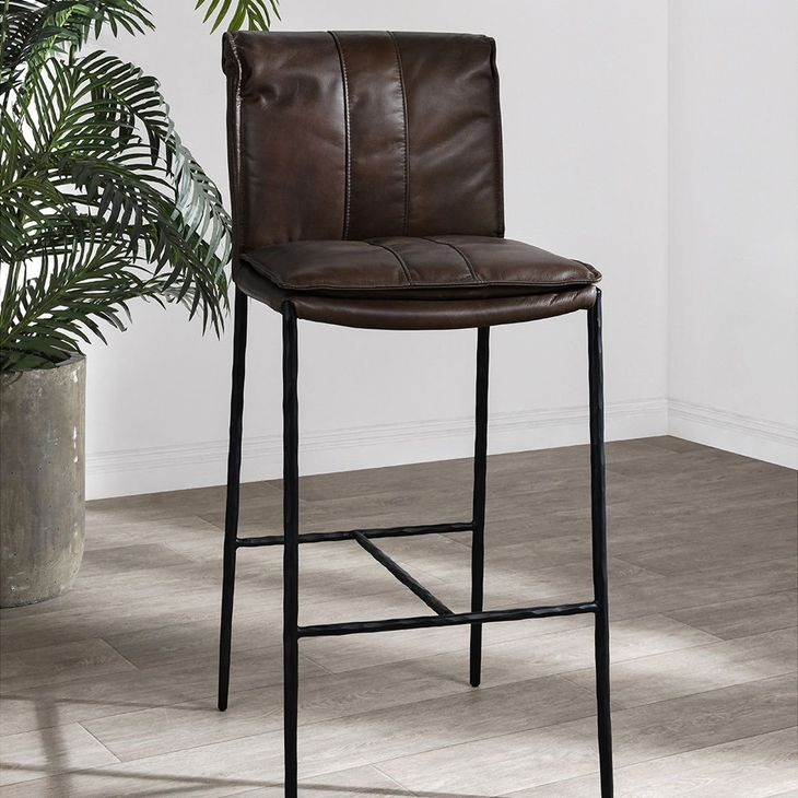 Mayer Truffle Brown Leather Upholstered Counter Height Stool