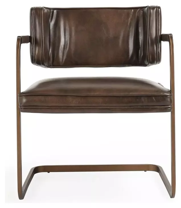 Fonda Truffle Brown Leather Upholstered Dining Chair