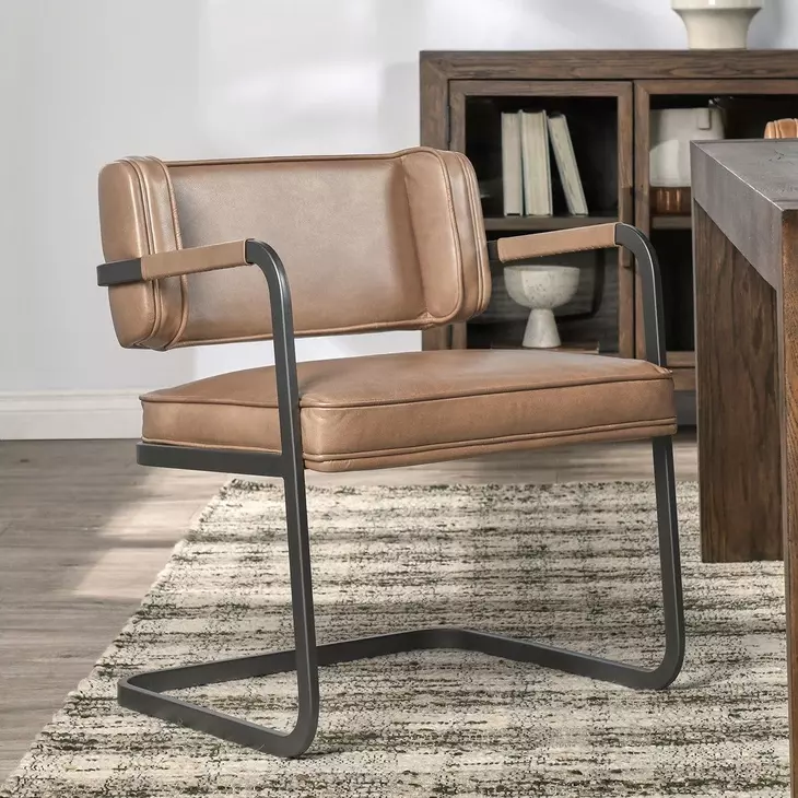 Fonda Adobe Tan Leather Upholstered Dining Chair
