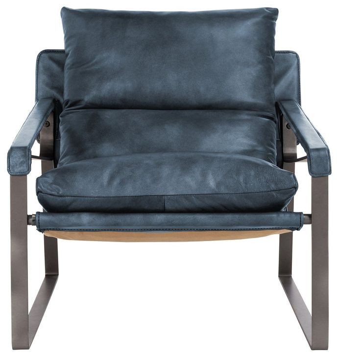Morgan Ocean Blue Leather Upholstered Accent Chair