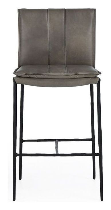 Mayer Pewter Gray Leather Upholstered Counter Height Stool