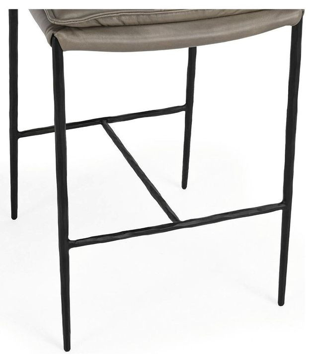 Mayer Pewter Gray Leather Upholstered Counter Height Stool