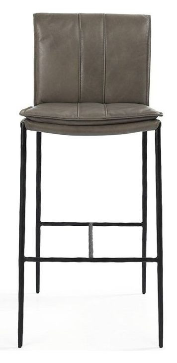 Mayer Pewter Gray Leather Upholstered Bar Stool