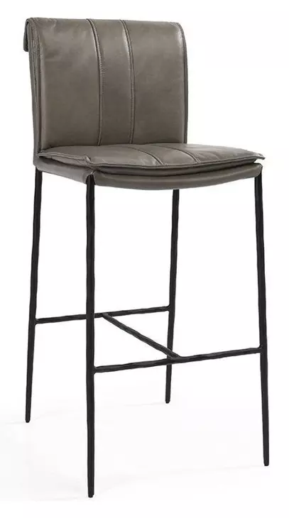 Mayer Pewter Gray Leather Upholstered Bar Stool