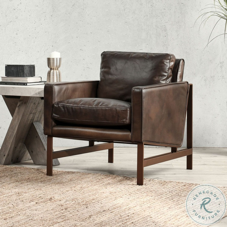 Chazzie Brown Leather Club Chair