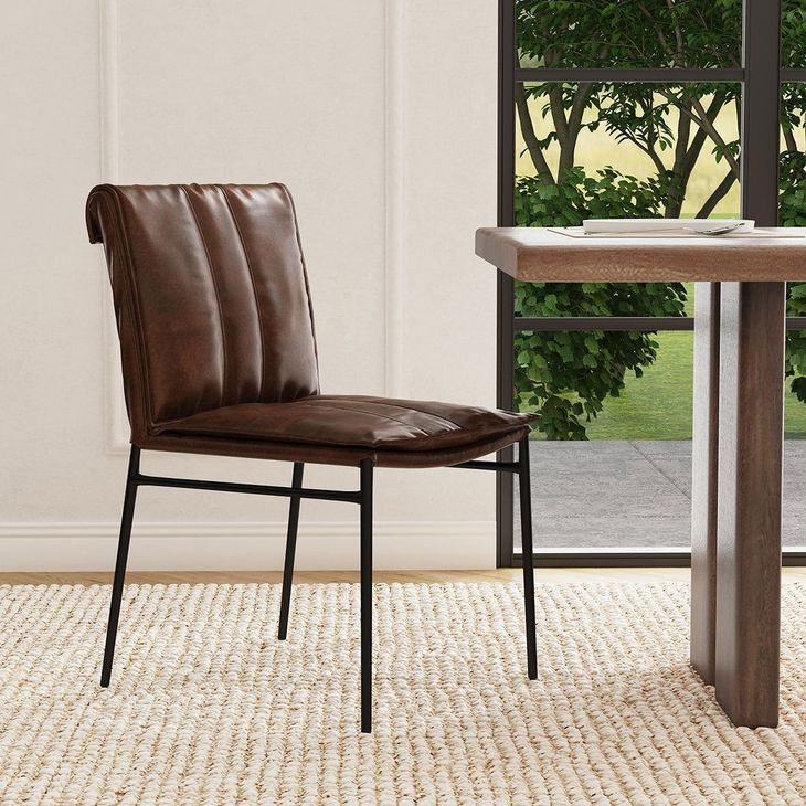 Mayer Brown Leather Upholstered Dining Chair Set of 2
