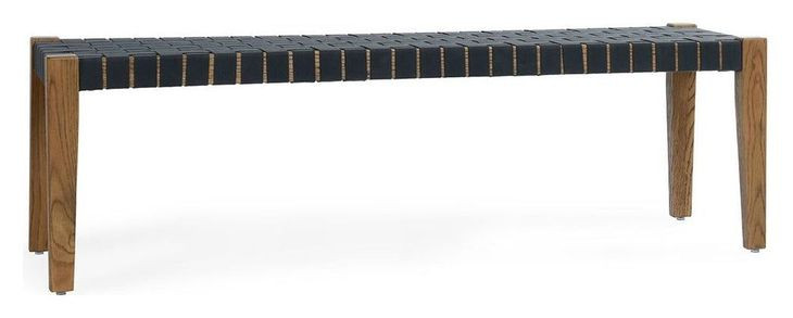 Orlando True Natural and Charcoal Upholstered 62" Dining Bench