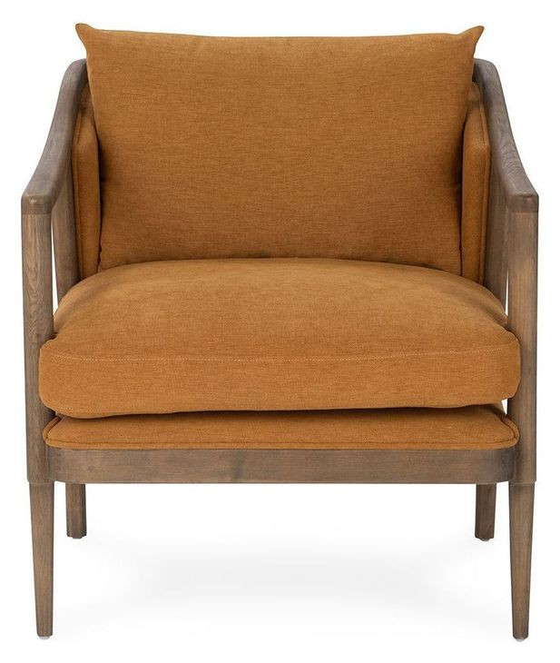 Scarlett Burnt Orange Upholstered Accent Chair with Nailhead Trim