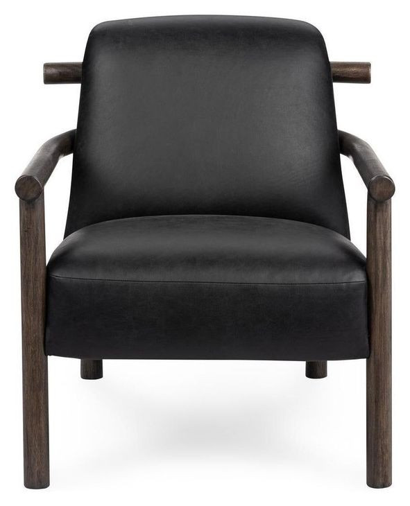 Azoria Black Leather Upholstered Accent Chair