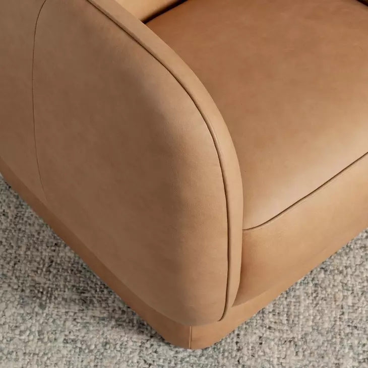 Rinner Tan Leather Upholstered Accent Chair