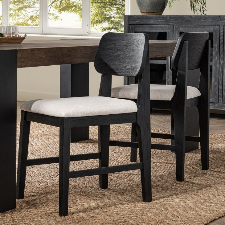 Deaven Black Upholstered Dining Chair Set of 2