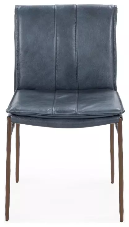Mayer Ocean Blue Leather Upholstered Dining Chair Set of 2