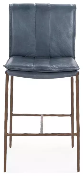 Mayer Ocean Blue Leather Upholstered Counter Height Stool