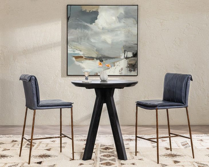 Mayer Ocean Blue Leather Upholstered Counter Height Stool