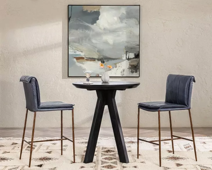 Mayer Ocean Blue Leather Upholstered Counter Height Stool