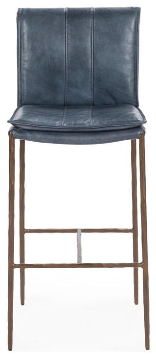 Mayer Ocean Blue Leather Upholstered Bar Stool