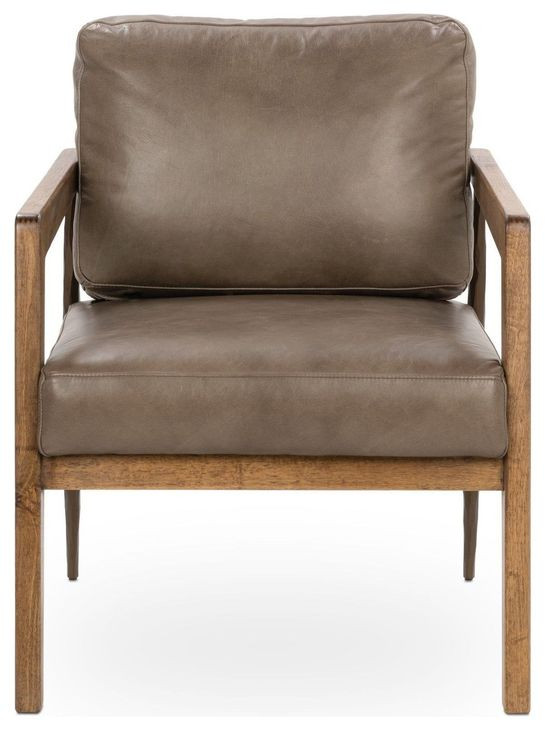 Julia Truffle Brown Leather Upholstered Accent Chair