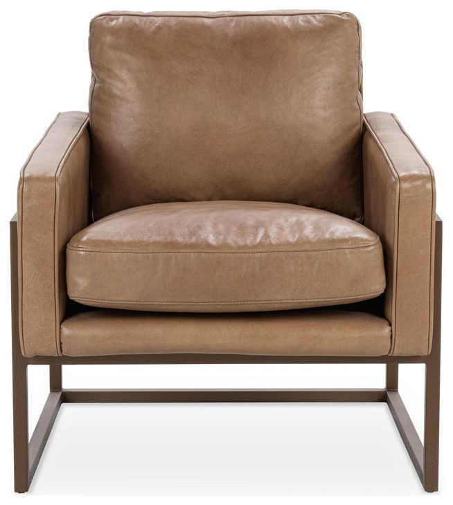 Ken Tan Leather Upholstered Accent Chair
